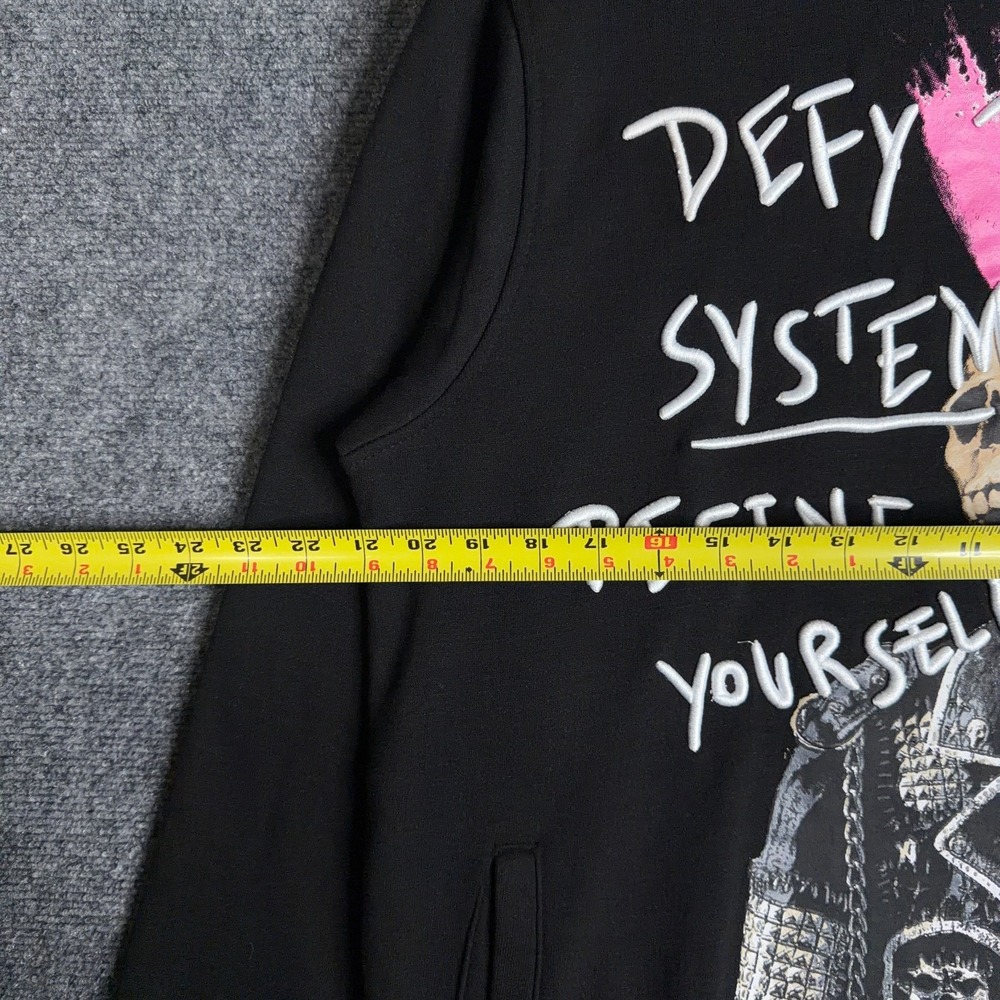 Reason Punk Skeleton Hoodie Mens Size M Goth Streetwear Graphic Sweatshirt Black - Picture 4 of 8
